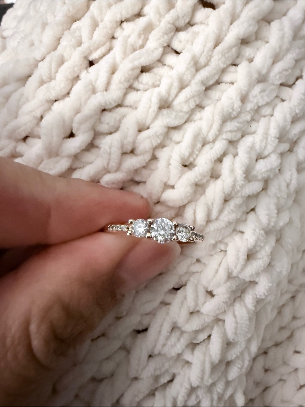 Diamond Three-Stone Engagement Ring in Rose Gold